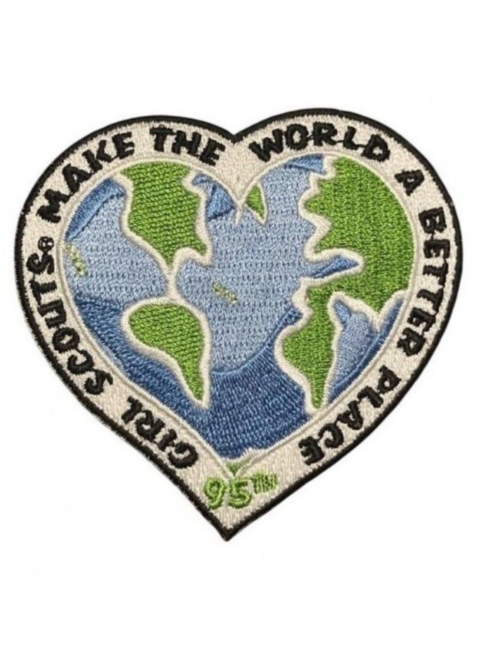 Girl Scouts GSUSA Make the World A Better Place Heart Shaped Globe Patch